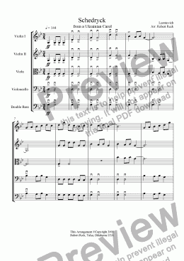 page one of Schedryck -String Orchestra or Quintet (Carol of the Bells)