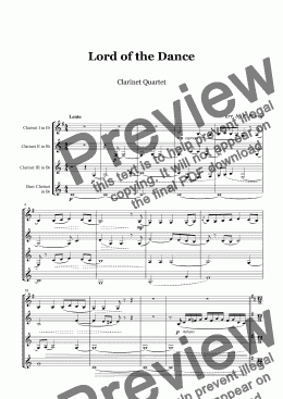 page one of Lord of the Dance - 4 clarinets