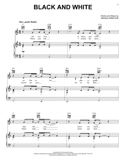 page one of Black And White (Piano, Vocal & Guitar Chords (Right-Hand Melody))