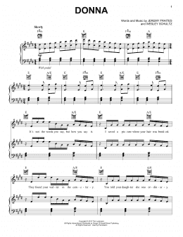 page one of Donna (Piano, Vocal & Guitar Chords (Right-Hand Melody))