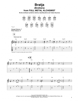 page one of Bratja (Brothers) (from Full Metal Alchemist) (Easy Guitar Tab)