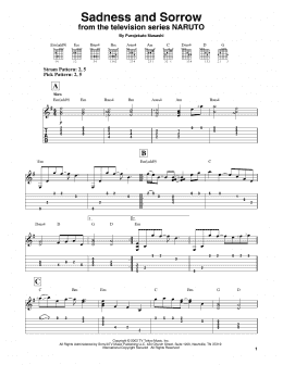 page one of Sadness And Sorrow (from Naruto) (Easy Guitar Tab)