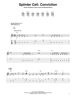 page one of Splinter Cell: Conviction (Easy Guitar Tab)