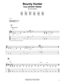 page one of Bounty Hunter (from Advent Rising) (Easy Guitar Tab)