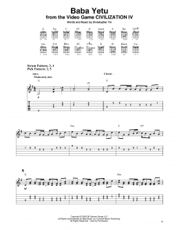 page one of Baba Yetu (from Civilization IV) (Easy Guitar Tab)
