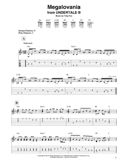 page one of Megalovania (from Undertale) (Easy Guitar Tab)