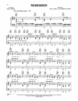 page one of Remember (Piano, Vocal & Guitar Chords (Right-Hand Melody))