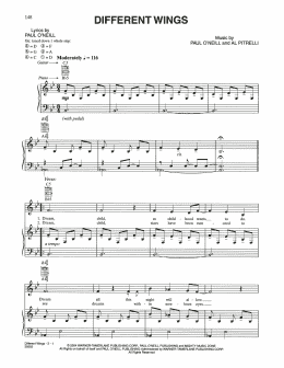 page one of Different Wings (Piano, Vocal & Guitar Chords (Right-Hand Melody))