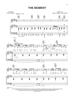 page one of The Moment (Piano, Vocal & Guitar Chords (Right-Hand Melody))