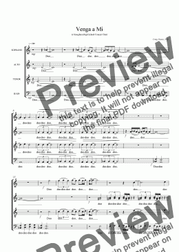 page one of Venga a Mi (SATB choir)