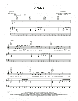 page one of Vienna (Piano, Vocal & Guitar Chords (Right-Hand Melody))