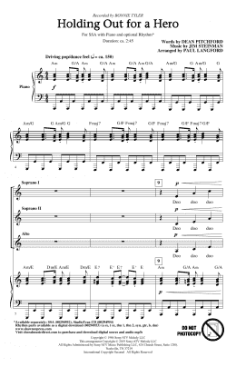 page one of Holding Out For A Hero (from Footloose) (arr. Paul Langford) (SSA Choir)