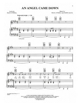page one of An Angel Came Down (Piano, Vocal & Guitar Chords (Right-Hand Melody))
