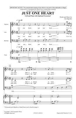 page one of Just One Heart (SAB Choir)