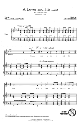 page one of A Lover And His Lass (2-Part Choir)