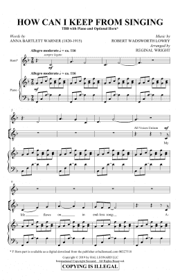 page one of How Can I Keep From Singing (arr. Reginal Wright) (TBB Choir)
