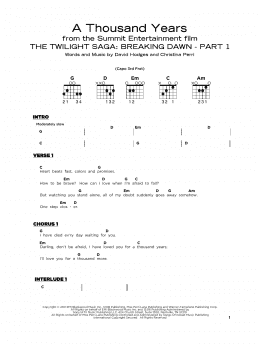 page one of A Thousand Years (Really Easy Guitar)
