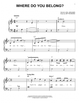 page one of Where Do You Belong? (from Mean Girls: The Broadway Musical) (Easy Piano)