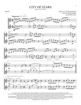 page one of City Of Stars (from La La Land) (Violin Duet)