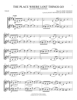 page one of The Place Where Lost Things Go (from Mary Poppins Returns) (Violin Duet)