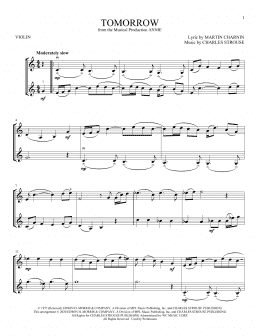 page one of Tomorrow (from Annie) (Violin Duet)