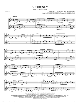 page one of Suddenly (from Les Miserables) (Violin Duet)