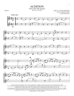 page one of Audition (The Fools Who Dream) (from La La Land) (Violin Duet)