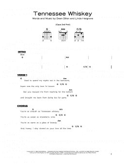 page one of Tennessee Whiskey (Really Easy Guitar)