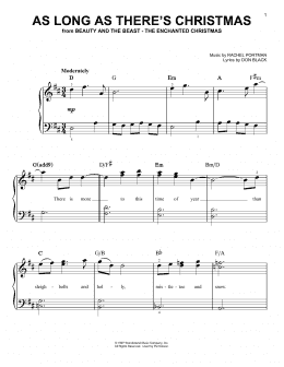 page one of As Long As There's Christmas (from Beauty And The Beast - The Enchanted Christmas) (Easy Piano)