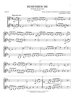 page one of Remember Me (Ernesto de la Cruz) (from Disney's Coco) (Violin Duet)