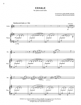 page one of Exhale (from Celeste Piano Collections) (arr. Trevor Alan Gomes) (Violin and Piano)