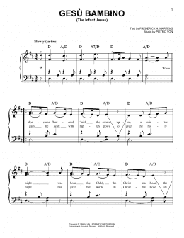 page one of Gesu Bambino (The Infant Jesus) (Easy Piano)
