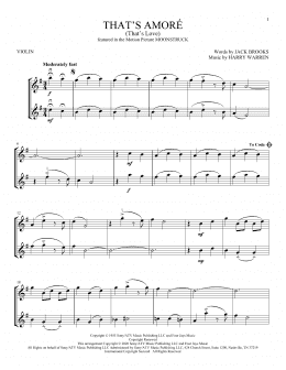 page one of That's Amore (That's Love) (Violin Duet)