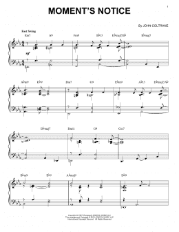 page one of Moment's Notice (arr. Brent Edstrom) (Piano Solo)