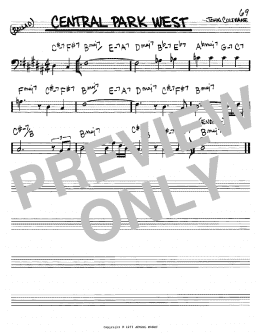page one of Central Park West (Real Book – Melody & Chords – Bass Clef Instruments)