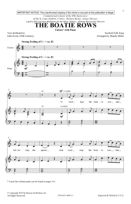 page one of The Boatie Rows (arr. Mandy Miller) (Unison Choir)