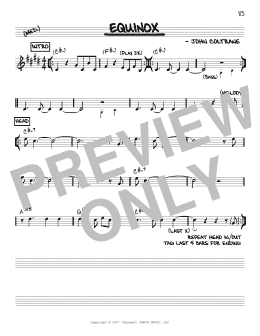 page one of Equinox (Real Book – Melody & Chords – C Instruments)