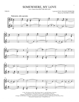 page one of Somewhere, My Love (Lara's Theme) (from Doctor Zhivago) (Violin Duet)