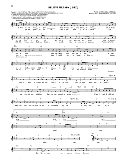 page one of Believe Me Baby (I Lied) (Lead Sheet / Fake Book)