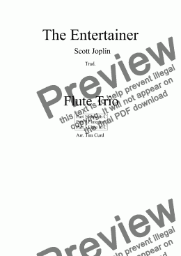 page one of The Entertainer. For Flute Trio