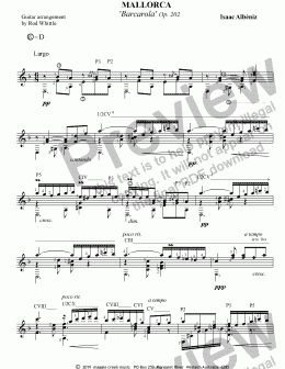 page one of Mallorca  Op. 202  (for solo classical guitar)  5 pp