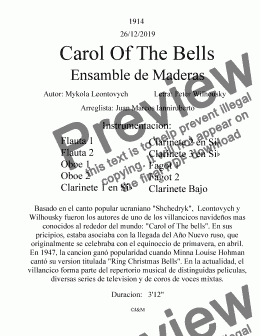 page one of Carol Of The Bells