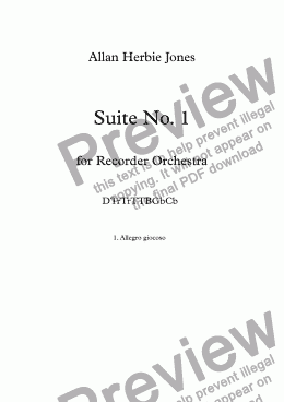 page one of Suite No. 1 - 1. Allegro Giocoso