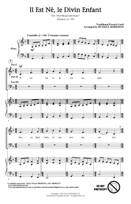 page one of Il Est Ne, Le Divin Enfant (arr. Russell Robinson) (3-Part Mixed Choir)