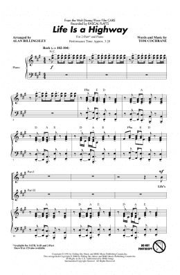 page one of Life Is A Highway (from Cars) (arr. Alan Billingsley) (2-Part Choir)