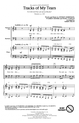 page one of Tracks Of My Tears (arr. Kirby Shaw) (SAB Choir)