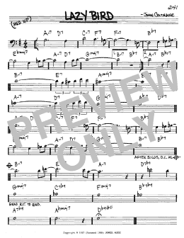 page one of Lazy Bird (Real Book – Melody & Chords – Bass Clef Instruments)