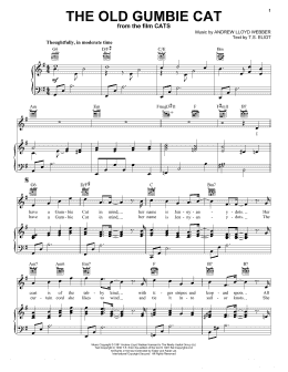 page one of The Old Gumbie Cat (from the Motion Picture Cats) (Piano, Vocal & Guitar Chords (Right-Hand Melody))