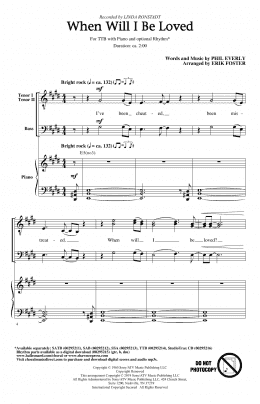 page one of When Will I Be Loved (arr. Erik Foster) (TTBB Choir)