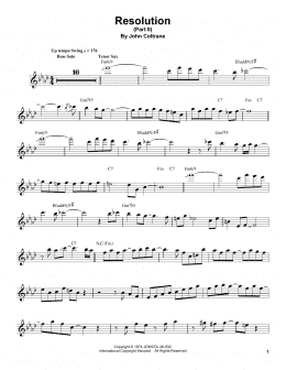 page one of Resolution (Part II) (Tenor Sax Transcription)